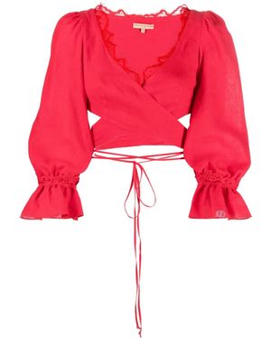 Ermanno Scervino Cropped Lace-Detail Top - Red