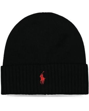 Polo Ralph Lauren Pony Embroidered Beanie Hat - Black