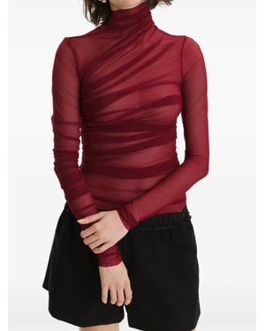 2310 STUDIO Draped Roll-Neck Top - Red