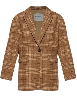 Isabel Marant Cappotto Limiza A Quadri - Marrone