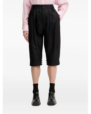 KENZO Pleated Button-Cuff Shorts - Black