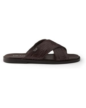 Prada Crisscross Slides - Brown