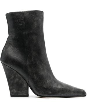Paris Texas 90Mm Pointed-Toe Leather Ankle Boots - Black