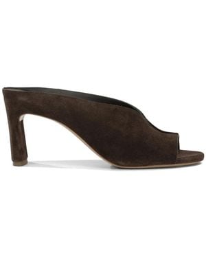 Roberto Del Carlo Mules En Daim À Bout Ouvert - Brown