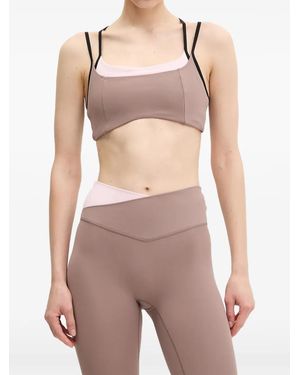 P.E Nation Distortion Layered Crossover-Strap Sports Bra - Pink