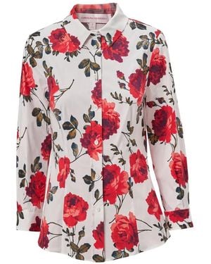 Carolina Herrera Camisa Icon Con Rosa Estampada - Rojo