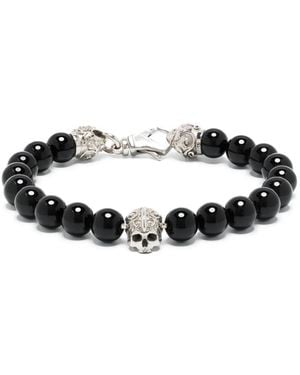Emanuele Bicocchi Pulsera de cuentas con detalle de calavera - Blanco