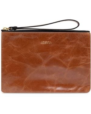 Isabel Marant Leren Clutch Met Gekreukt Effect - Bruin