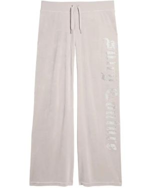 Juicy Couture Diamante-Logo Straight-Leg Track Trousers - White