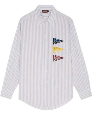 Late Checkout Striped Flag Western Shirt - White