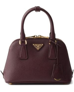 Prada Promenade Saffiano-Leather Mini Tote Bag - Purple