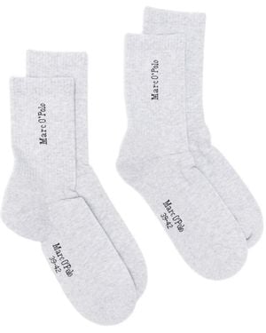 Marc O' Polo Logo-Intarsia Socks (Pack Of Two) - White