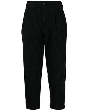 Comme des Garçons ストライプ クロップドパンツ - ブラック