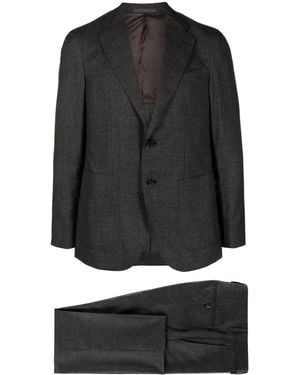 Caruso Single-Breasted Wool Suit - Black