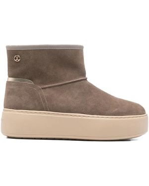 Janet & Janet ロゴプレート ブーツ - ブラウン