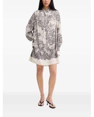 Blugirl Blumarine Lace-Print Mini Dress - Grey