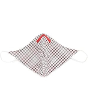 Isaia Check Face Mask - White