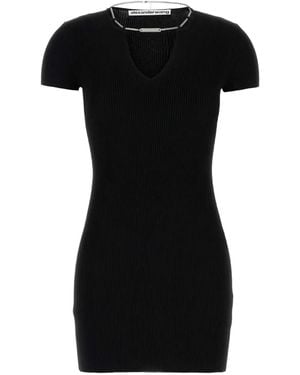 Alexander Wang Ribbed Short-Sleeve Dress - Black