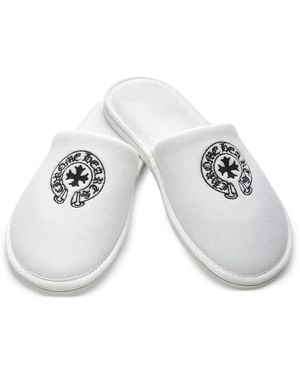 Chrome Hearts Hotel Embroidered Slippers - White