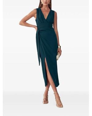 BWLDR Denny Ruched-Waist Midi Dress - Blue