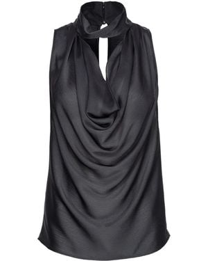 Pinko Draped Satin Blouse - Black