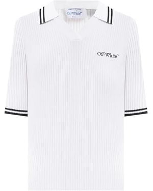 Off-White c/o Virgil Abloh Haut En Maille Nervurée À Logo Brodé - White