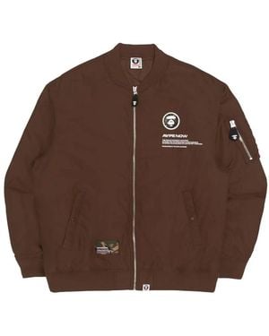 Aape By A Bathing Ape Moonface Zipped Bomber Jacket - Brown