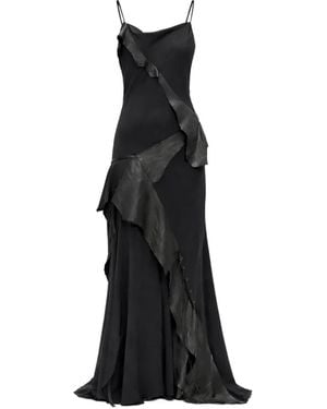 Ann Demeulemeester Gerüschtes Cady Maxikleid - Schwarz