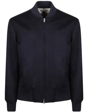 Lardini Ribbed-Trim Wool Bomber Jacket - Blue