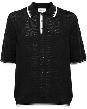 Laneus Polo De Punto Calado - Negro