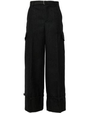 Sacai Pinstriped Trousers - Black