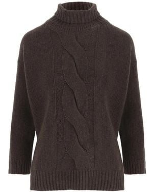 Bruno Manetti Cable-Knit Turtleneck Sweater - Brown