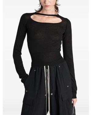 Rick Owens Cut-Out Ribbed-Trim Top - Black