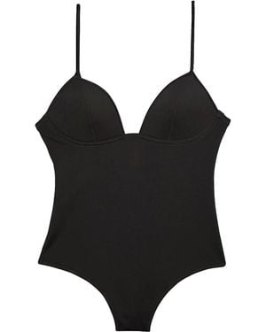 Fleur du Mal Cupped Nonwire Bodysuit - Black