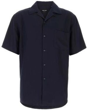 Giorgio Armani Short-Sleeved Camp-Collar Shirt - Blue