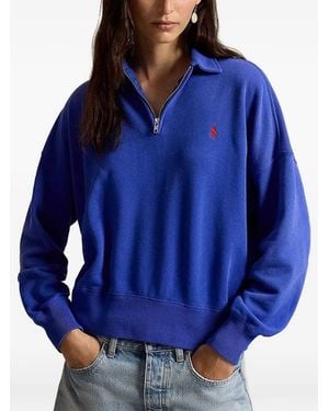 Polo Ralph Lauren Sudadera Liviana Con Media Cremallera - Azul