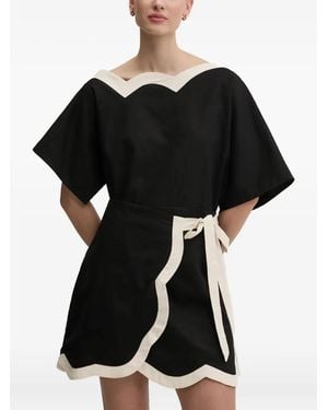 Never Fully Dressed Scalloped Trim Top - Black