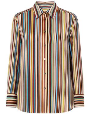 Paul Smith Artist Stripe Hemd Aus Seide - Natur