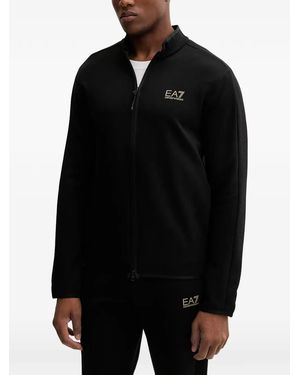 EA7 Logo-Print Zip-Up Sweatshirt - Black