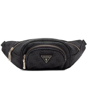 Guess Latona Monogram-Print Belt Bag - Black