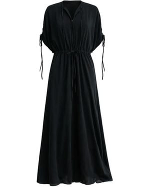 Psophia Drawstring Midi Dress - Black