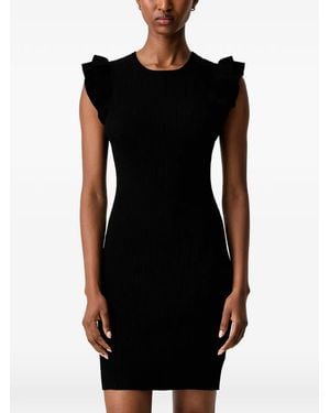 MICHAEL Michael Kors Ruffled Ribbed-Knit Dress - Black