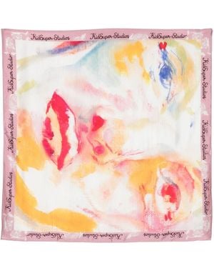 Kidsuper Face-Motif Silk Scarf - Pink