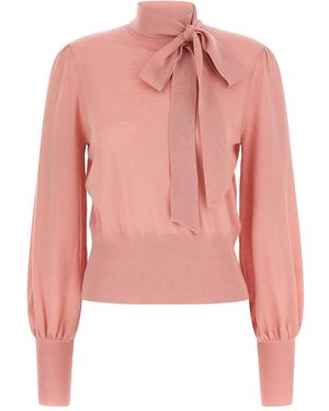 Zimmermann Pussybow Jumper - Pink