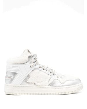 Philippe Model Panelled Mid-Top Leather Trainers - White