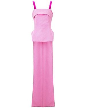 Gemy Maalouf Belted Asymmetrical-Hem Top - Pink