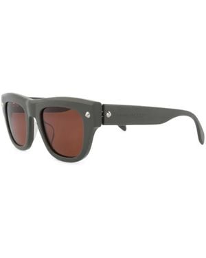 McQueen Spike-Embellished Square-Frame Sunglasses - Gray