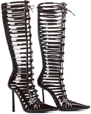 Le Silla Schnürstiefel Im Cage-Look 120Mm - Schwarz
