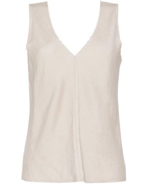 Voz V-Neck Seam-Detailing Top - White