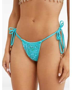 Beach Bunny Sequinned Mesh Bikini Bottoms - Blue